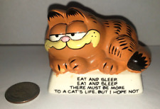 Enesco Vintage Garfield Figurine Ceramic Sculpture Eat and Sleep Cat's Life 1981 picture