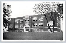 Original Old Outdoor Vintage Postcard High School Building Garnett Kansas USA picture