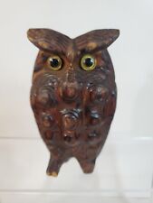 Vintage MCM Carved Wooden Owl Figurine Cryptomeria WONY Japan picture