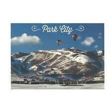 Park City Utah Skiing Ski Resort Postcard Snow Dusted Mountains Hot Air Balloon picture