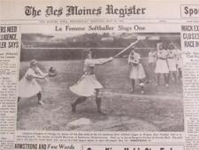 VINTAGE NEWSPAPER HEADLINES ~ BASEBALL ALL-AMERICAN GIRLS SOFTBALL LEAGUE 1943 picture