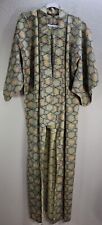Vtg Women's Handmade Geometric Maxi Japanese Kimono Gray Olive Green One Size picture