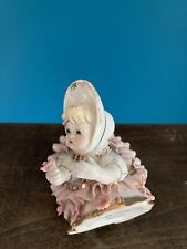 Bloomer Girl Figurines Vintage From 1960's Pink Flowers, Pink Ruffles  Gold Trim picture