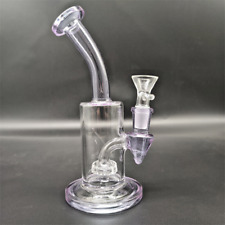 7 Inches Purple Glass Bong Bubbler Glass Water Bong Pipes Tobacco Hookah 14mm picture