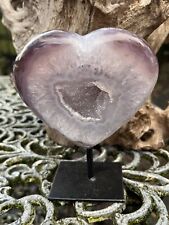Druzy Agate Heart On A Stand AAA+ Confidence : Strengthening Rainbow 916g 2 picture