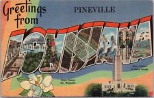 PINEVILLE, LOUISIANA Large Letter Postcard State Capitol & Flower -Tichnor Linen picture
