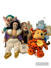 Lot of 5 NWT Disney plush beanies. Basil & Olivia, Aladin & Genie, Tigger picture
