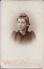 Lady Wearing Dress Glasses Photograph Studio Pose Late 1800s Cabinet Card 4x6 picture