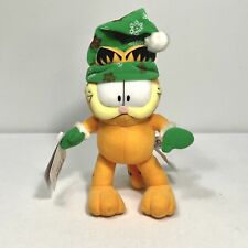 Garfield Plush Suction Cup Russel Stovers Holiday Green Beanie Hat 8” Vintage picture