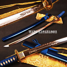 Authentic Blue Dragon Katana Clay Tempered Folded T10 Steel Japanese Sharp Sword picture