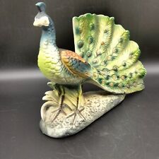 Vintage Artmark Japan Hand Painted Colorful Peacock Figurine 8.75 Inches Long picture