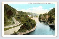 c1931 WB Postcard Everett PA Pennsylvania Lincoln Highway & Juniata River Bridge picture