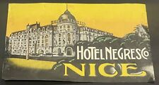 1940's-50's Hotel Negresco Nice, France Baggage Label Original Yellow picture
