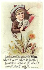 Victorian Proverbs Trade Card Bible Verse 23: 34 Wine Color Cup Red Antique  picture