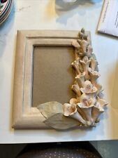 Vtg 8 x 10 Photo Picture Frame Ceramic With 3D Foxglove Floral Flowers EUC picture