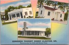 CLAXTON, Georgia Postcard EDWARDS TOURIST COURT Highway 25 / 301 Roadside Linen picture