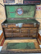 Antique Oak Wood Machinist Tool Chest Box National Star 1938-1948 7 Drawers READ picture