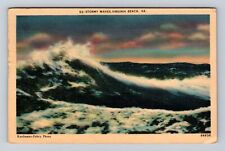 Virginia Beach VA-Virginia, Stormy Waves, Antique, Vintage c1946 Postcard picture