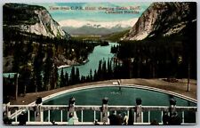 Vtg Banff Canada View From C.P.R. Hotel Baths Canadian Pacific Raiload Postcard picture