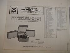 60's V-M Voice of Music Technical Service Manual MODEL 316-2  BIS picture