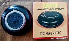 Pursette Miniature Portable Ashtray Magnetic Black And Red Faux Leather Japan  picture