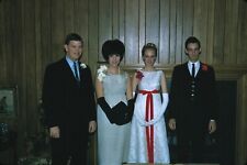1966 Two Teenage Couples Christmas Party Vintage 35mm Slide picture