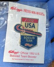  Vintage 1992 Olympic Games Albertville USA Bobsled Team Lapel  Pin Kellogg's  picture