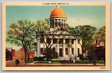 Court House Norfolk Virginia Street View Government Building Linen VNG Postcard picture