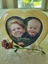 Gorham 1831 Heart Shaped Mini Picture Frame With A Rose And Bow picture