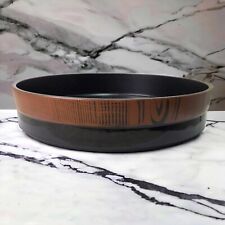 Vtg Japanese Lacquerware 10.5in Round Faux Wood Detail Mid-Century Modern Tray picture