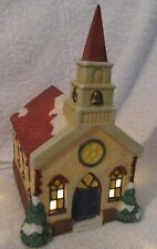Vintage Americana Porcelain Collectable, Porcelain Lighted Church Building. picture