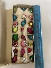 24 Vintage Feather Tree Tiny Mini Christmas Ornaments Japan w/ Box Mercury Glass picture