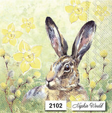 (2102) TWO Individual Paper LUNCHEON Decoupage Napkins - EASTER RABBIT BUNNY picture
