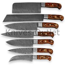 Damascus steel 176 layer, 7 piece CHEF KNIFE SET, PAKKWOOD handle picture