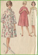 50s Vtg 3 Versions Buttoned Robe Housecoat Simplicity 4708 Pattern Sz 12 B 32 picture