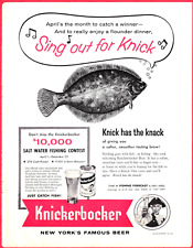 1958 KNICKERBOCKER BEER AD ~ THE SINGING FLOUNDER ~ SALT WATER FISHING CONTEST picture