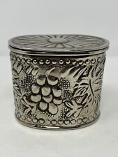 silver plated container 4x4.5” grapes vintage GUC trinket box picture