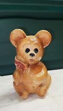 Royal Copley Brown 1950's Teddy Bear Vase Planter w/Red Bow picture
