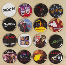 Hair Metal Bands 1.25 Inch Buttons Set of 16 Pins Badges picture