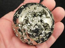 Big Polished Pyrite Crystal Filled SPHERE with Stand From Peru 362gr picture