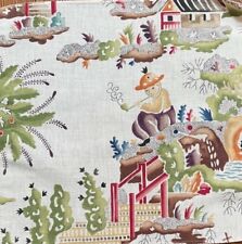 CLARENCE HOUSE Zang multicolor  chinoiserie printed linen cotton new remnant picture