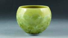 Yunomi Sencha Kyo Kiyomizu yaki Japanese Green tea cup Crystal flower Yellow picture