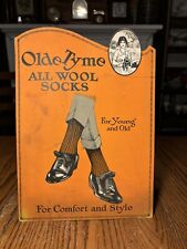 Vintage OLDE TYME SOCKS Sign Display Store Counter Stands Cardboard Standee Rare picture