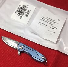 NOS Fura Gear Damascus Steel Blade Frame Lock Knife Slate Blue Handle SOLD OUT picture
