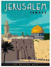 Vintage Jerusalem Wailing Wall Israel Poster Fridge Magnet 2.5 x 3.5