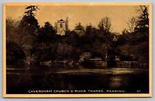 Caversham Church River Thames Reading England United Kingdom Sepia VTG Postcard picture