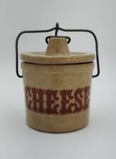 Vintage Brown Cheese Crock With Lid, Wire Lock picture