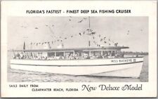 1950s Clearwater Beach, Florida Postcard MISS BUCKEYE III Charter Fishing Boat picture