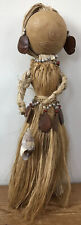 Vtg Tropical Tiki Hawaiian Coconut Hair Straw Grass Shell Doll Travel Souvenir picture