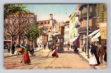 Cannes-France, Avenue Felix-Faure, Antique Vintage Souvenir Postcard picture